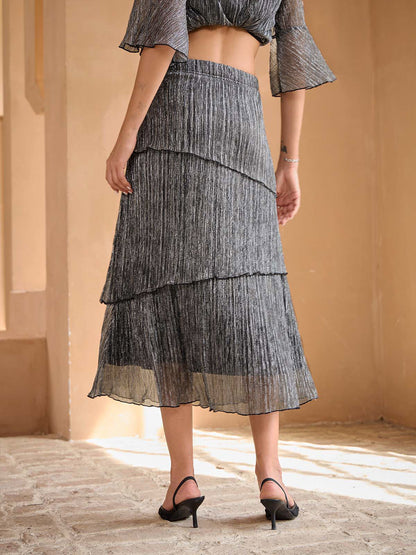 Gonna in Chiffon Plissettata a Strati