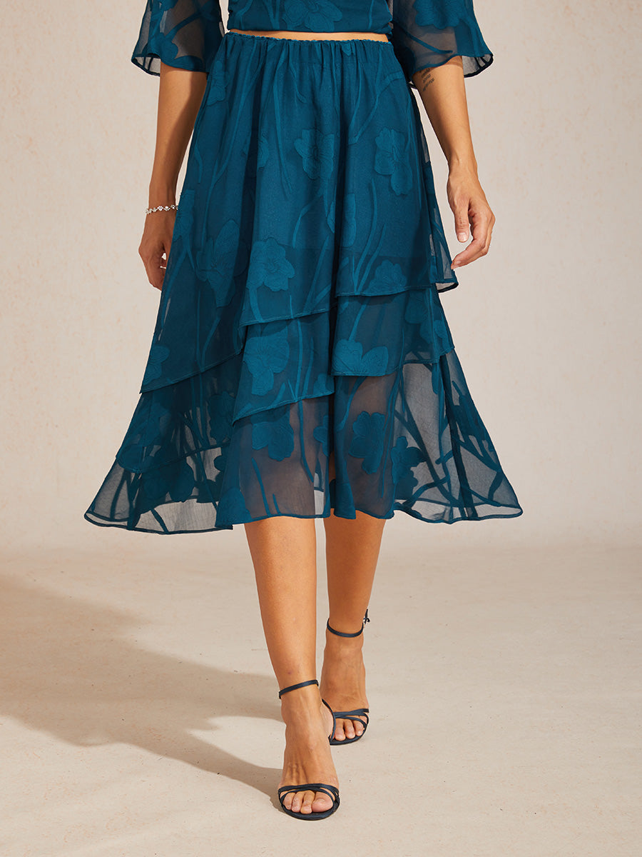 Chiffon-Midirock mit Blumenmuster