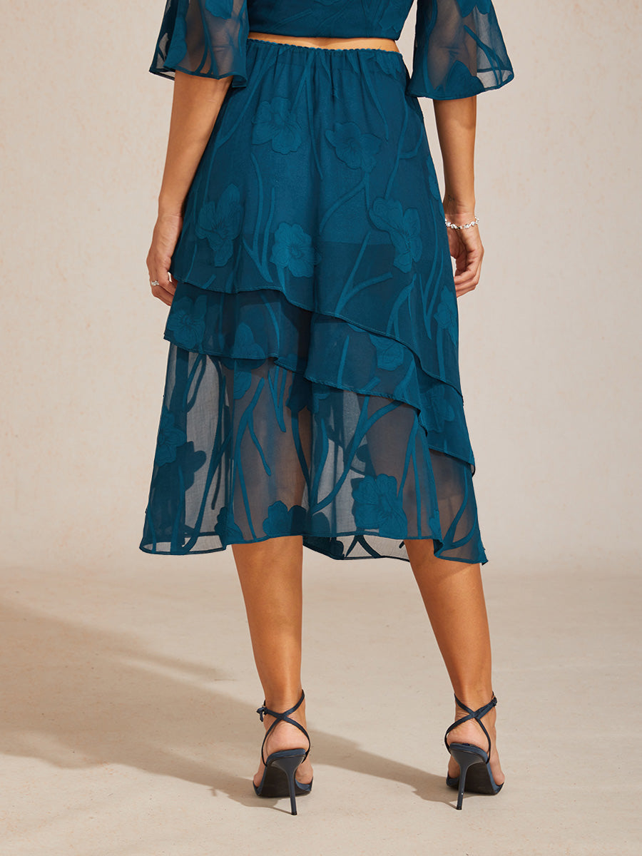 Chiffon-Midirock mit Blumenmuster