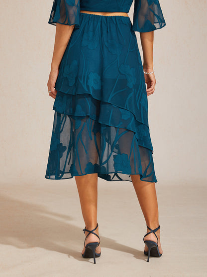 Chiffon-Midirock mit Blumenmuster