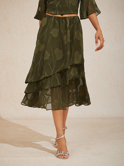 Floral Chiffon Midi Skirt