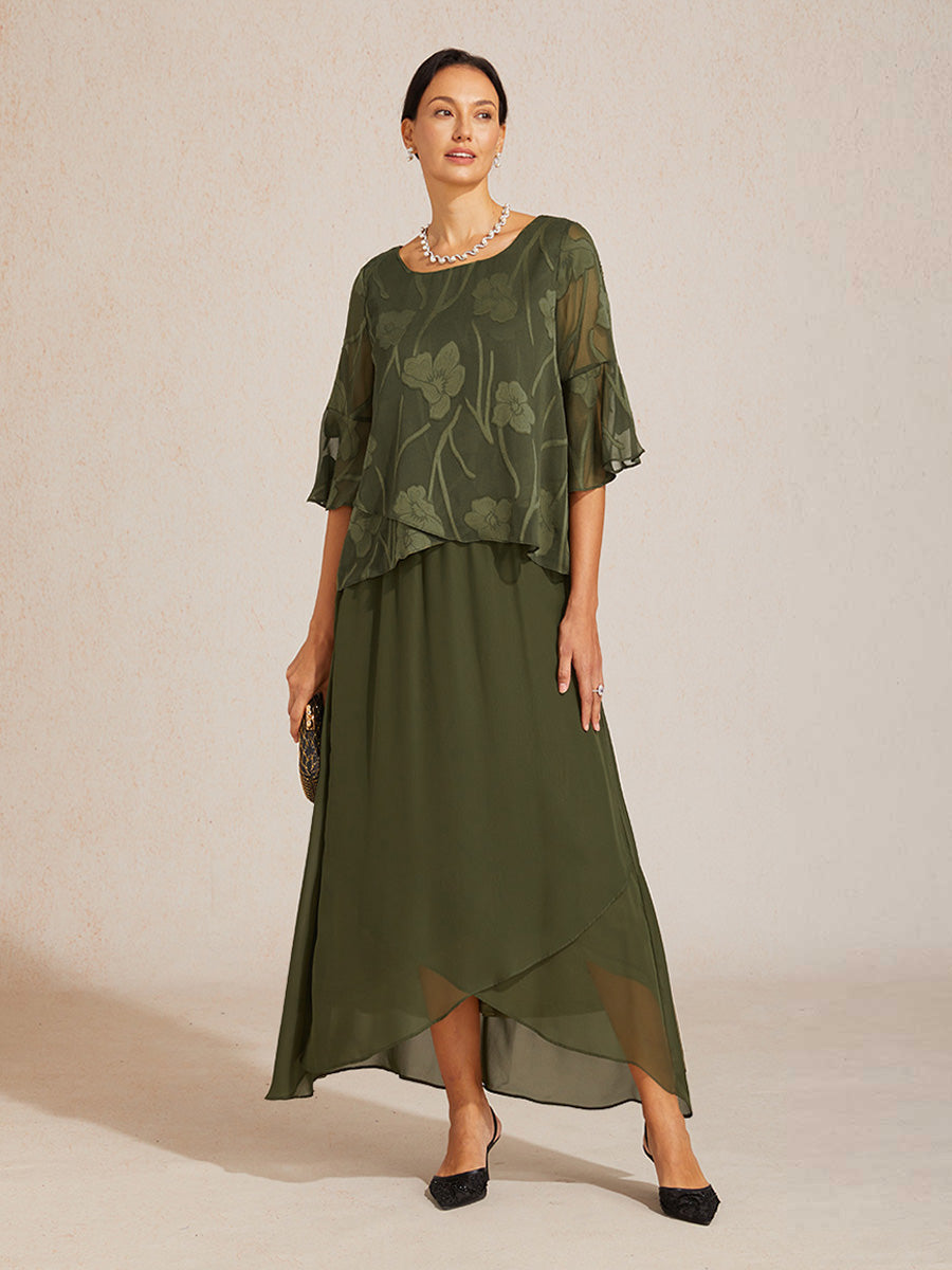 Dressy Chiffon Asymmetric Hem Blouse