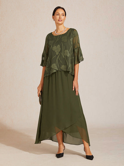 Dressy Chiffon Asymmetric Hem Blouse