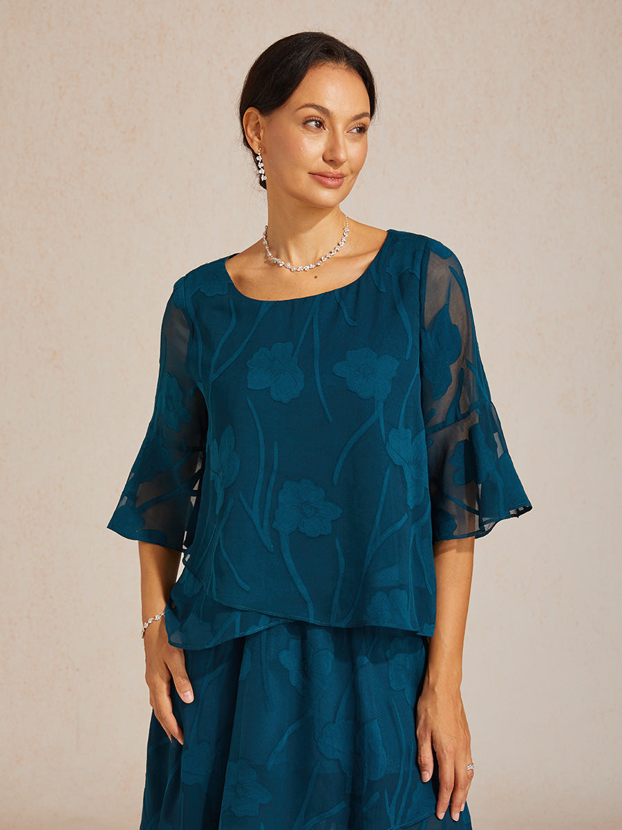 Blouse Habillée en Chiffon à Ourlet Asymétrique