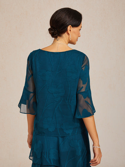 Blouse Habillée en Chiffon à Ourlet Asymétrique
