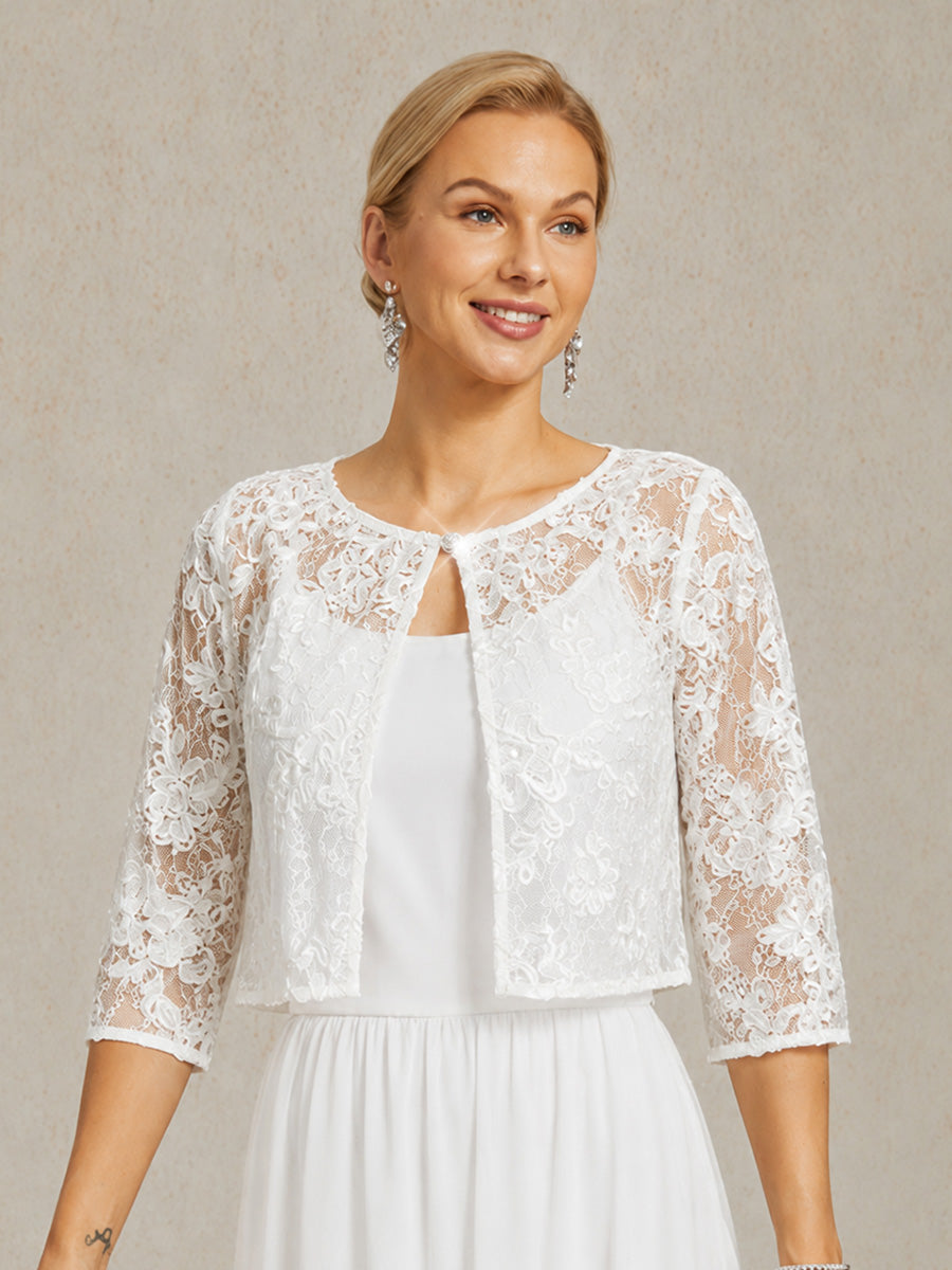 Veste en Dentelle à Rosettes avec Ornements en Sequins