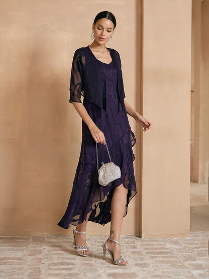 Floral Chiffon Sleeveless Gown