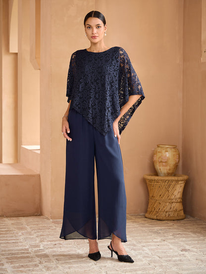 Elegante kanten top met vleermuismouwen