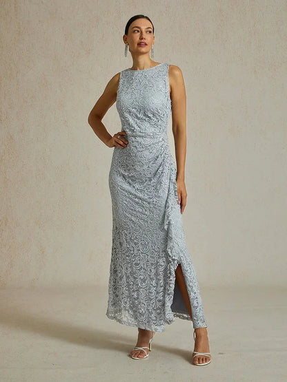 Lace Sequin Maxi Dress with Ruffle Detail