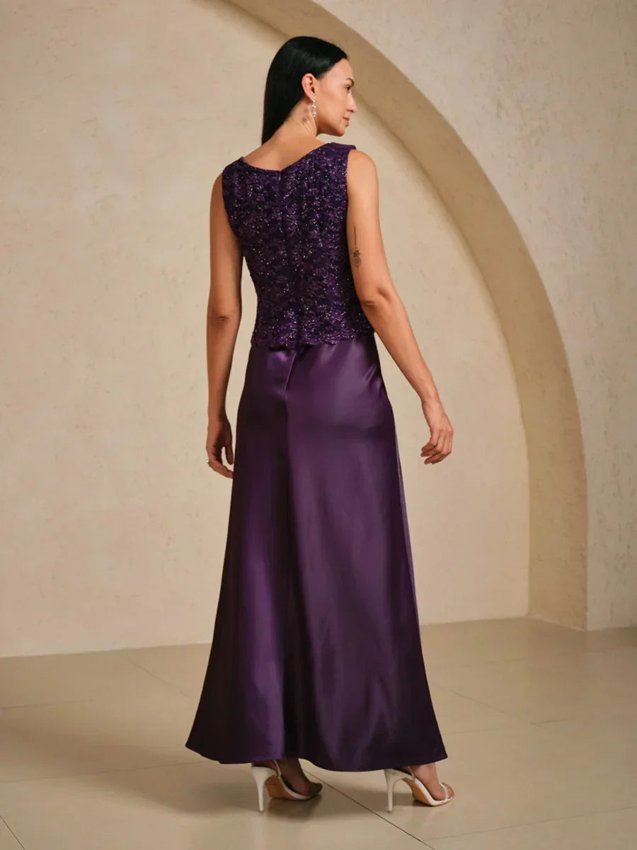 Glitter Lace Satin A-Line Jacket Dress