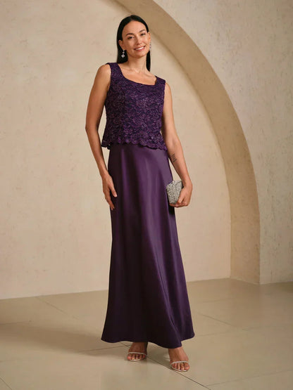 Glitter Lace Satin A-Line Jacket Dress