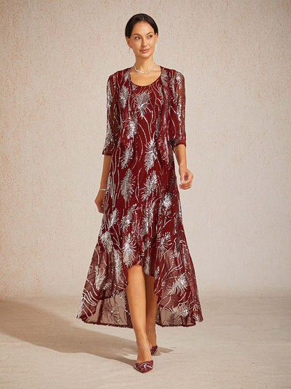 Kurzes Bolero aus Mesh mit Pailletten und 3/4-Ärmeln