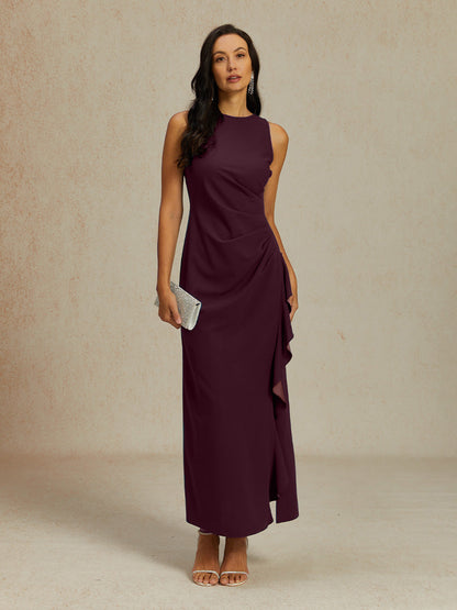 Stretch Formal Gown with Ruffle Detail