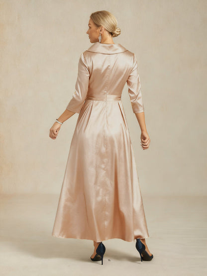 Stretch Taffeta Cocktail Dress with Tie Belt