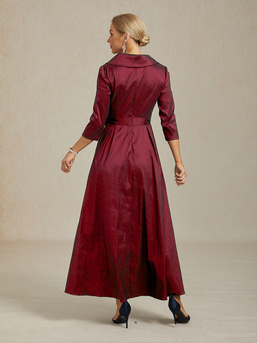 Stretch Taffeta Cocktail Dress with Tie Belt