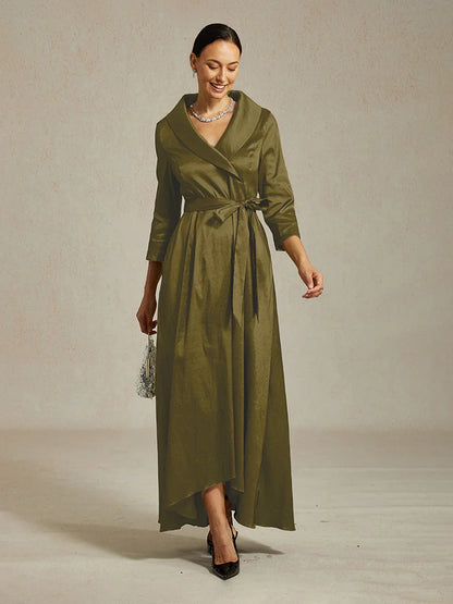 Stretch Taffeta Cocktail Dress with Tie Belt
