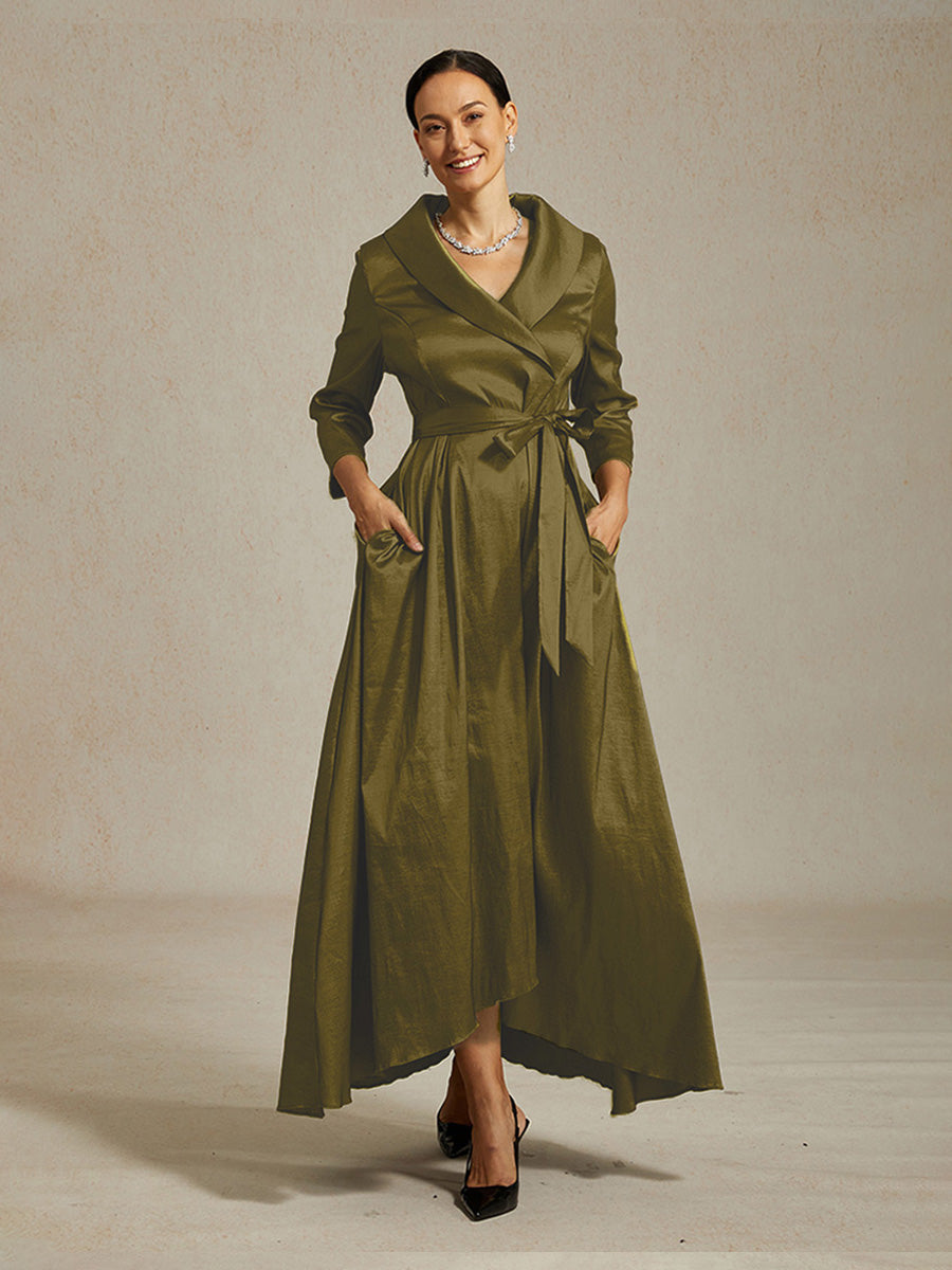 Stretch Taffeta Cocktail Dress with Tie Belt