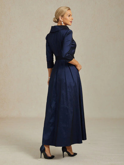 Stretch Taffeta Cocktail Dress with Tie Belt