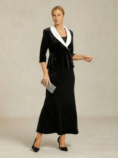 Velvet Peplum Blazer with Satin Collar