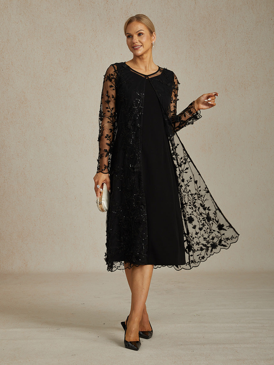 Long Embroidered Lace Jacket with 3D Floral