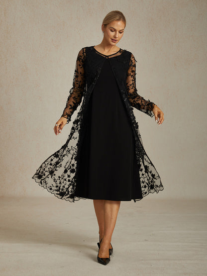 Long Embroidered Lace Jacket with 3D Floral