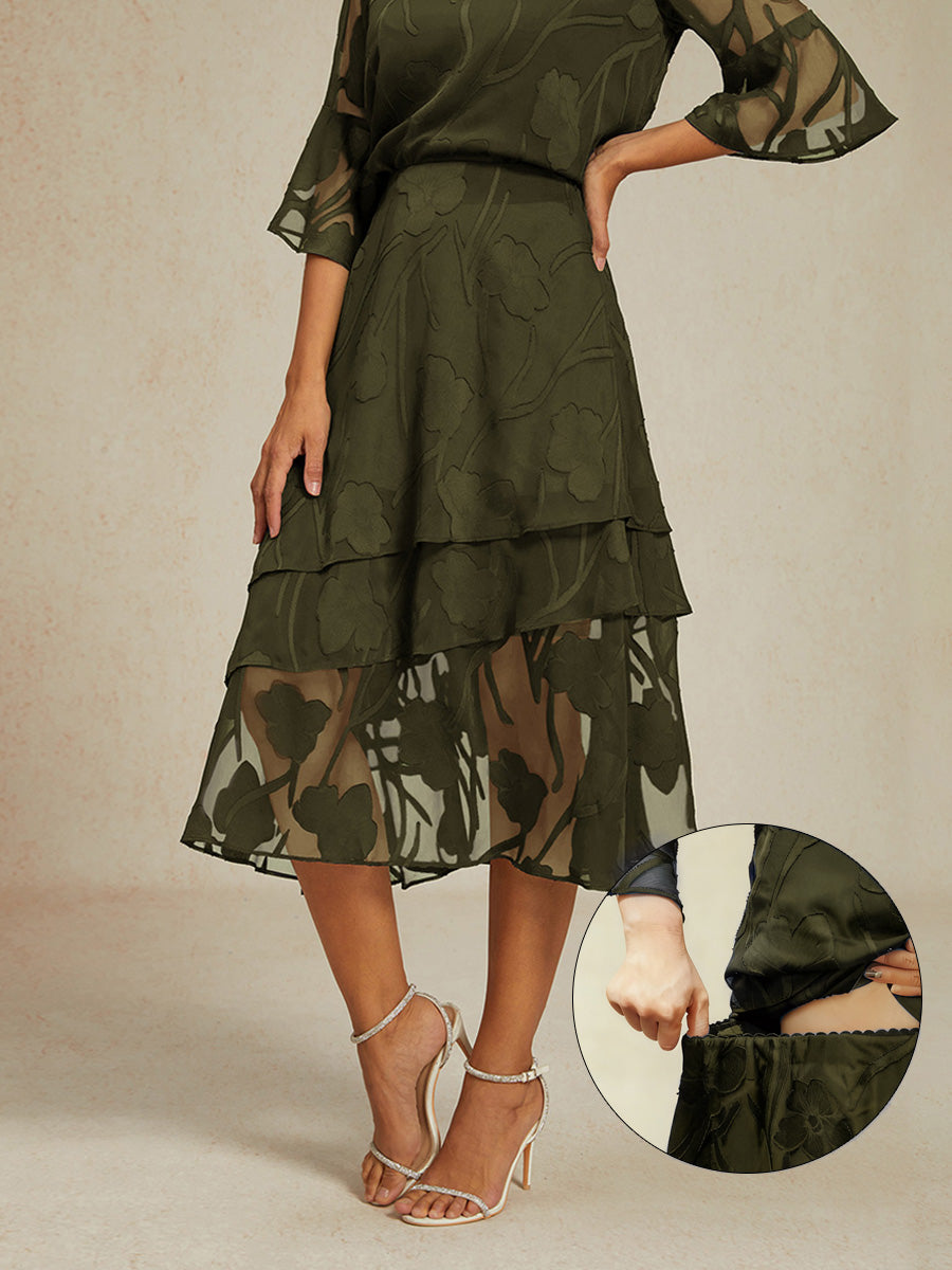 Jupe midi en mousseline fleurie