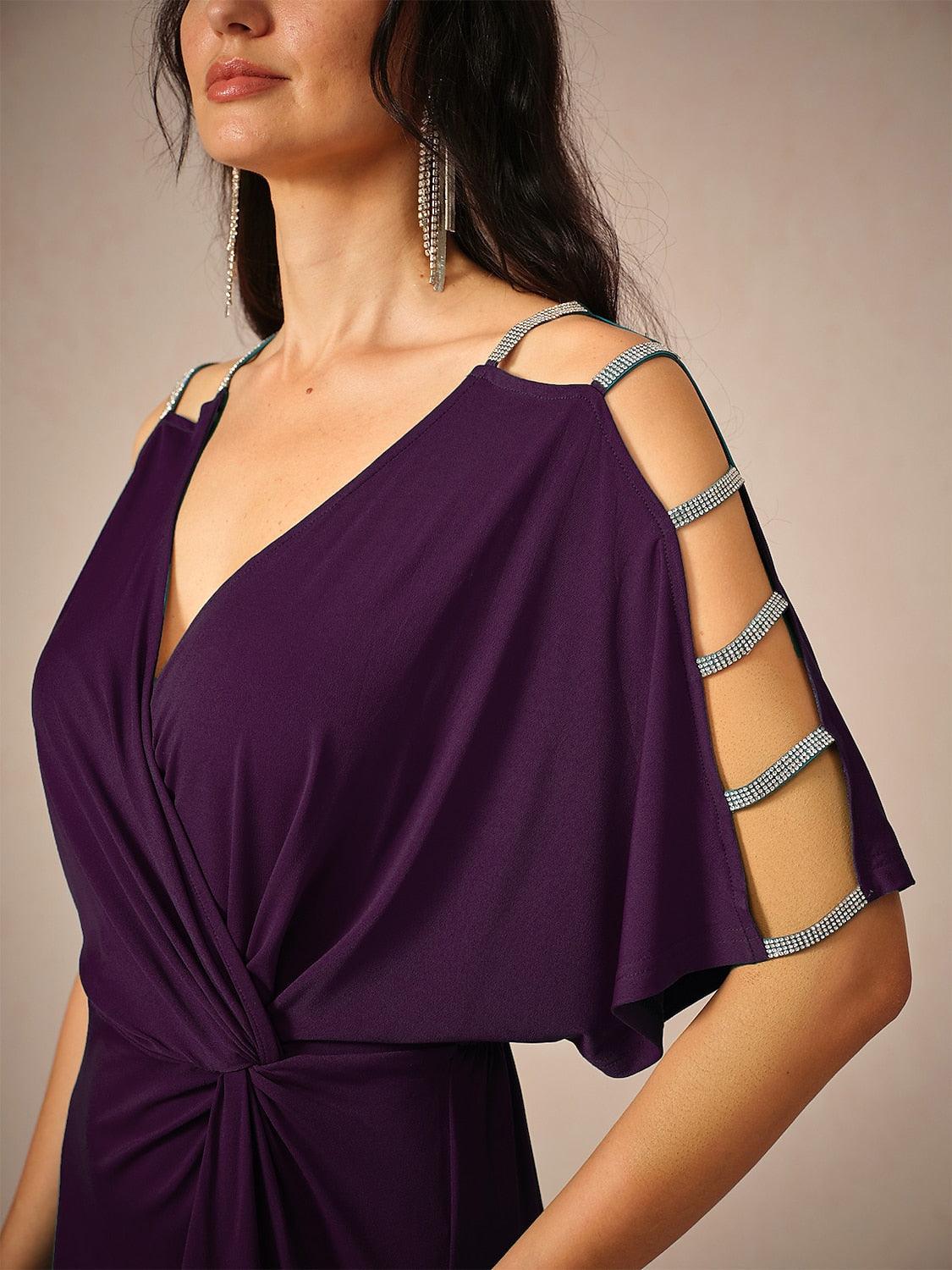 Cutout Twisted Navy Blue Knit Dress