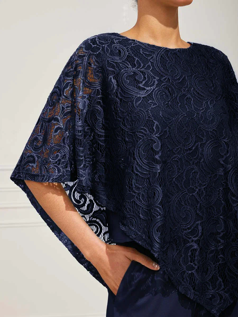 優雅蕾絲蝙蝠袖上衣