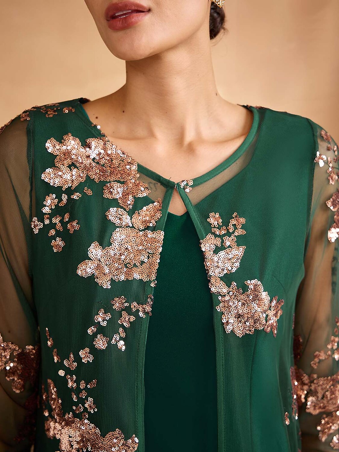 Long Sequin Embroidered Jacket