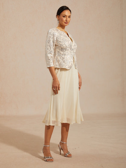 Midi Sequin Embroidered Jacket Dress