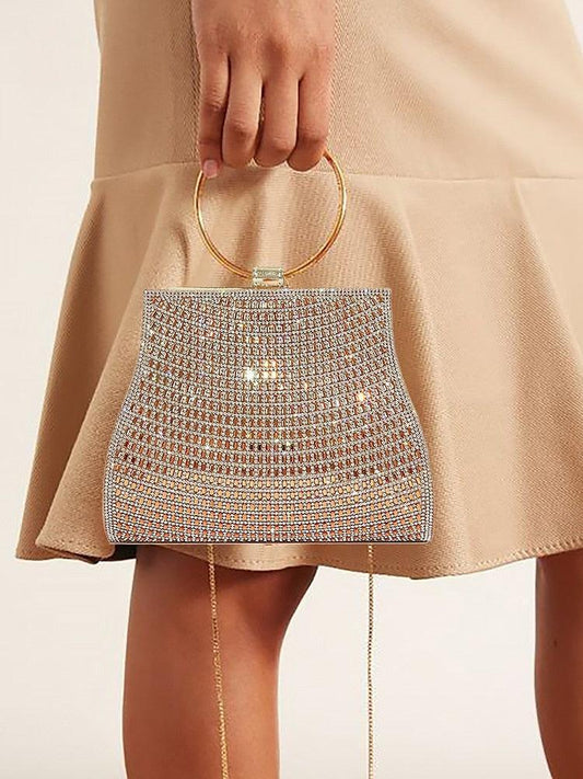 Crystal Clutch with Gold Ring Handle C Elegant Bag