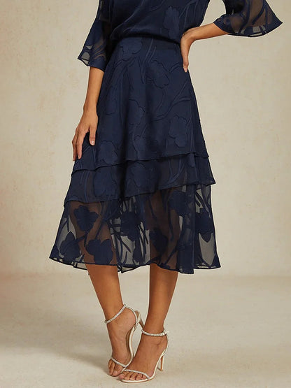 Floral Chiffon Midi Skirt