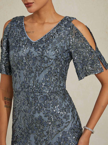Cold Shoulder Sequins Gown