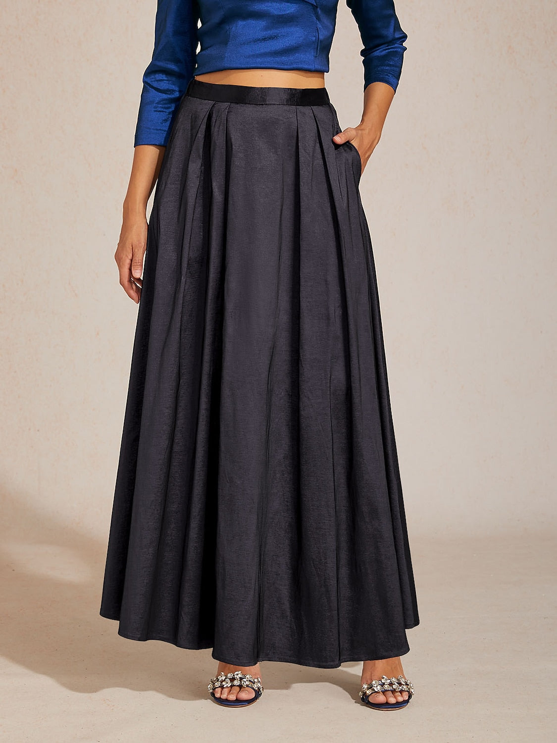 Stretch Taffeta Maxi Skirts