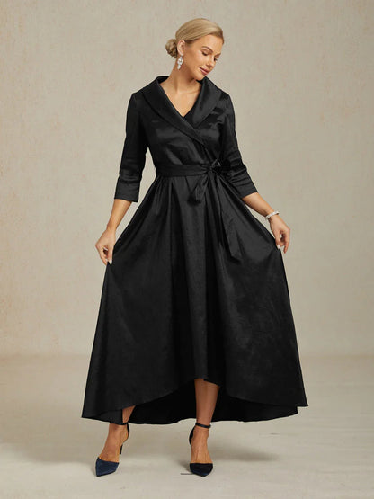 Stretch Taffeta Cocktail Dress with Tie Belt