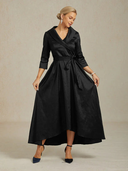 Stretch Taffeta Cocktail Dress with Tie Belt