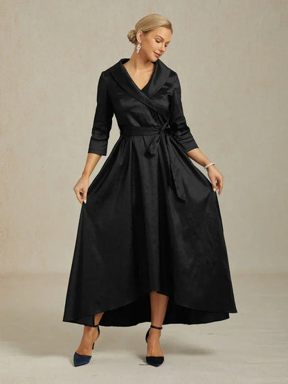 Stretch Taffeta Cocktail Dress with Tie Belt