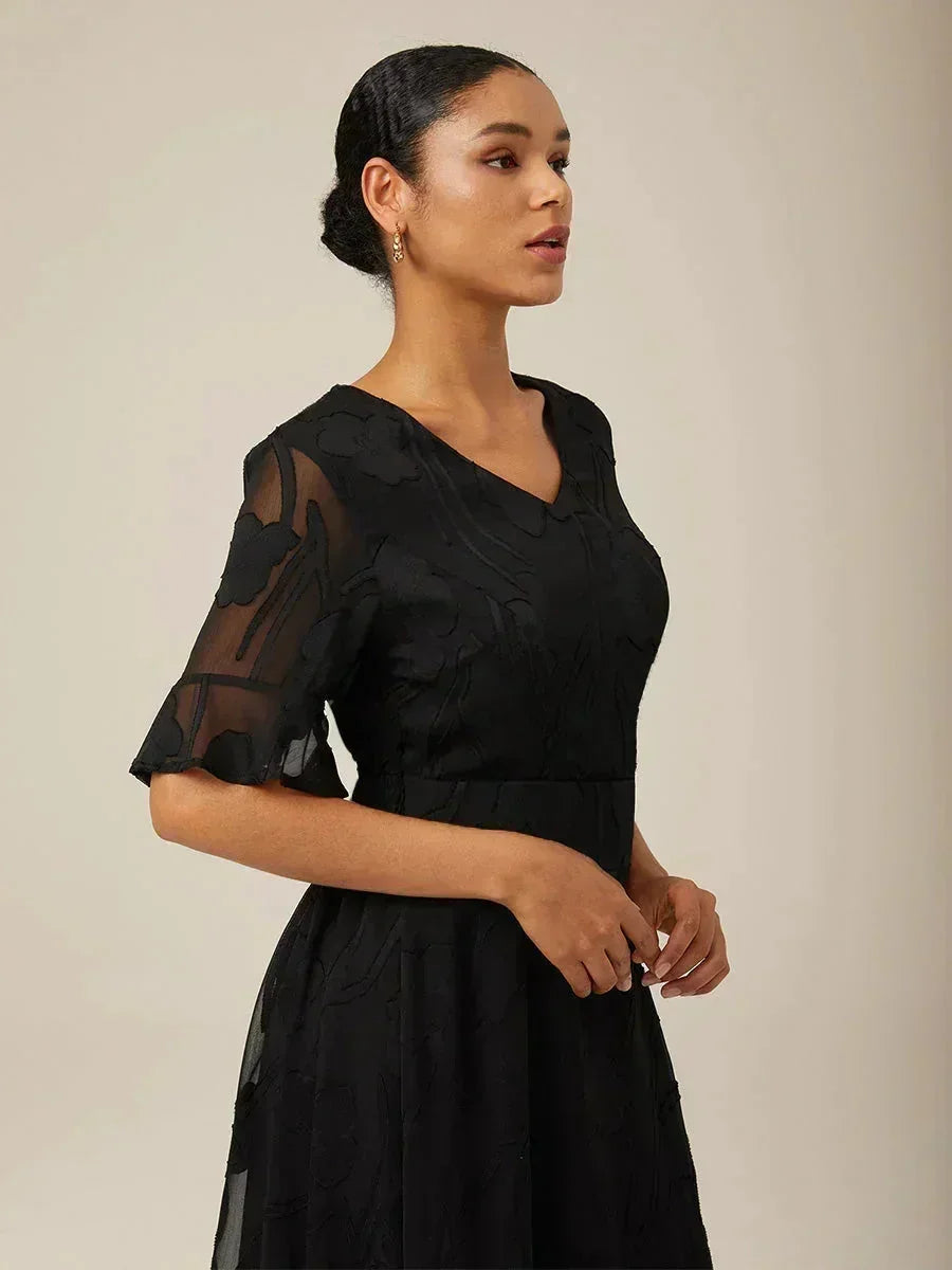 Ruffle Flutter Lace Maxi Dress