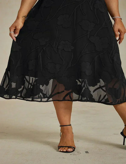 Rüschen Volant Spitze Maxikleid für Große Größen
