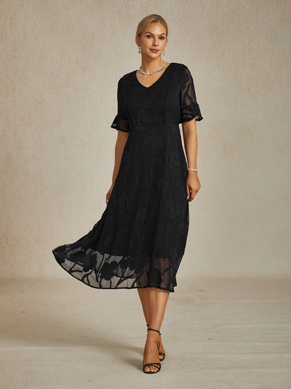 Ruffle Flutter Lace Maxi Dress