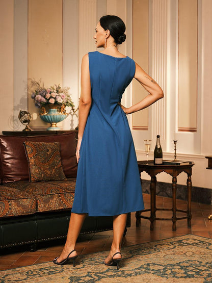 Robe fourreau mi-longue sans manches