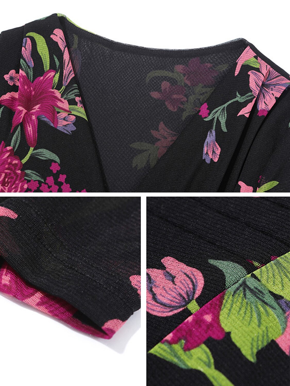 Floral Stretch Knit Wrap Top