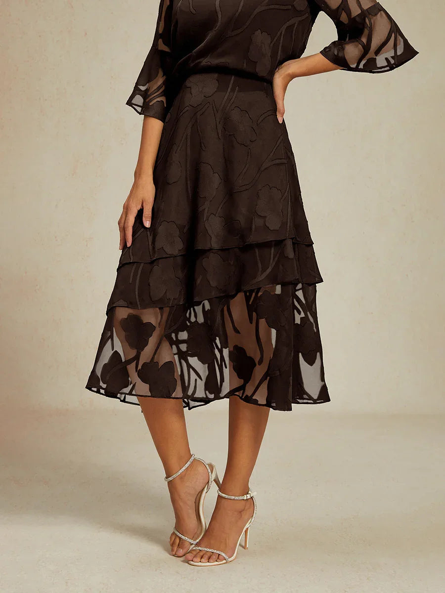 Jupe midi en mousseline fleurie