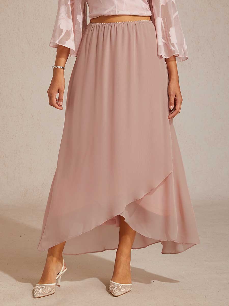 High-Low Overlay Chiffon Skirt with Lining