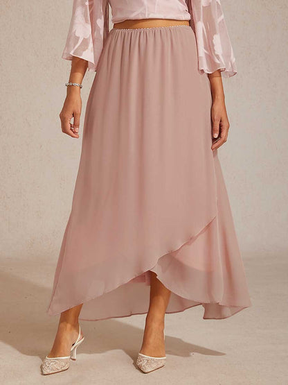 High-Low Overlay Chiffon Skirt with Lining