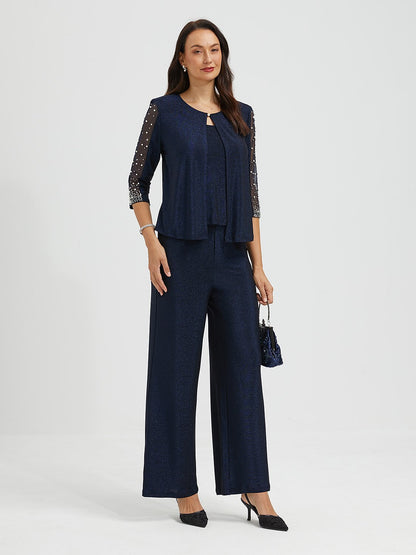 Beaded Metallic Knit Blouse