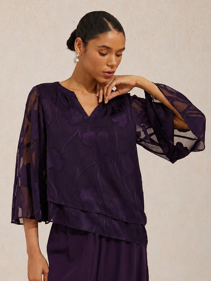 Notched Neck Floral Tops