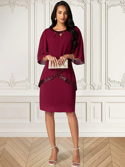 Classic Wine Red Chiffon Dress