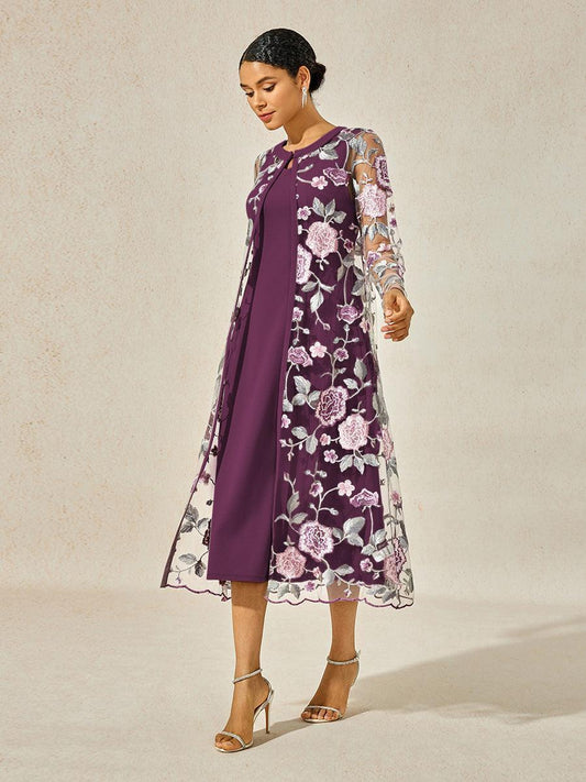 A-line Dress With Embroidered Lace Jacket