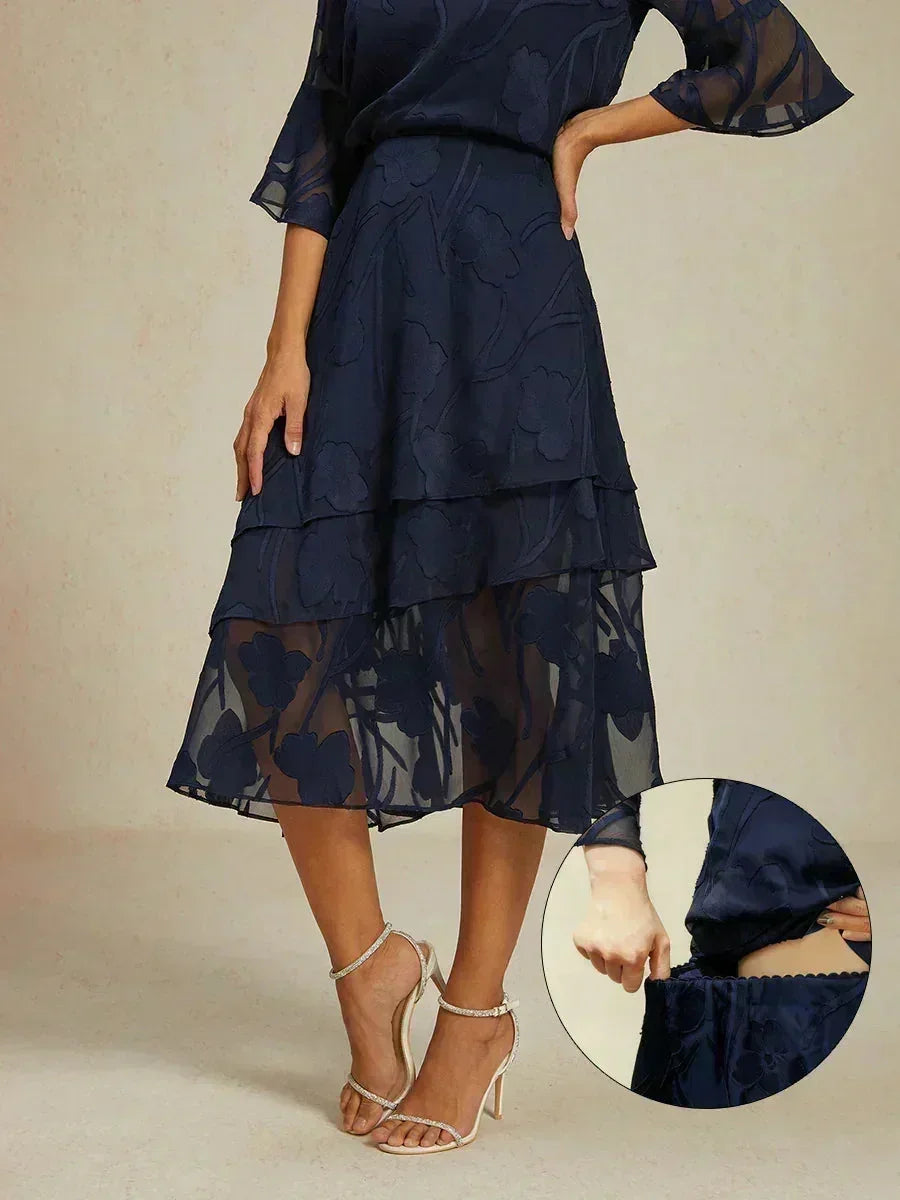 Chiffon-Midirock mit Blumenmuster